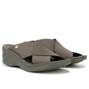Bzees Desire Slip On Wedge Sandal 8.5 Gray Elastic Strap